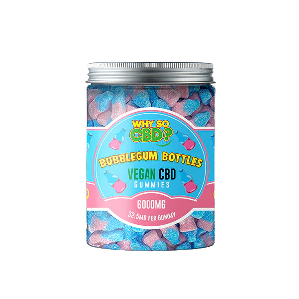 Bubblegum Bottles Why So CBD? 6000mg Broad Spectrum CBD Large Vegan Gummies