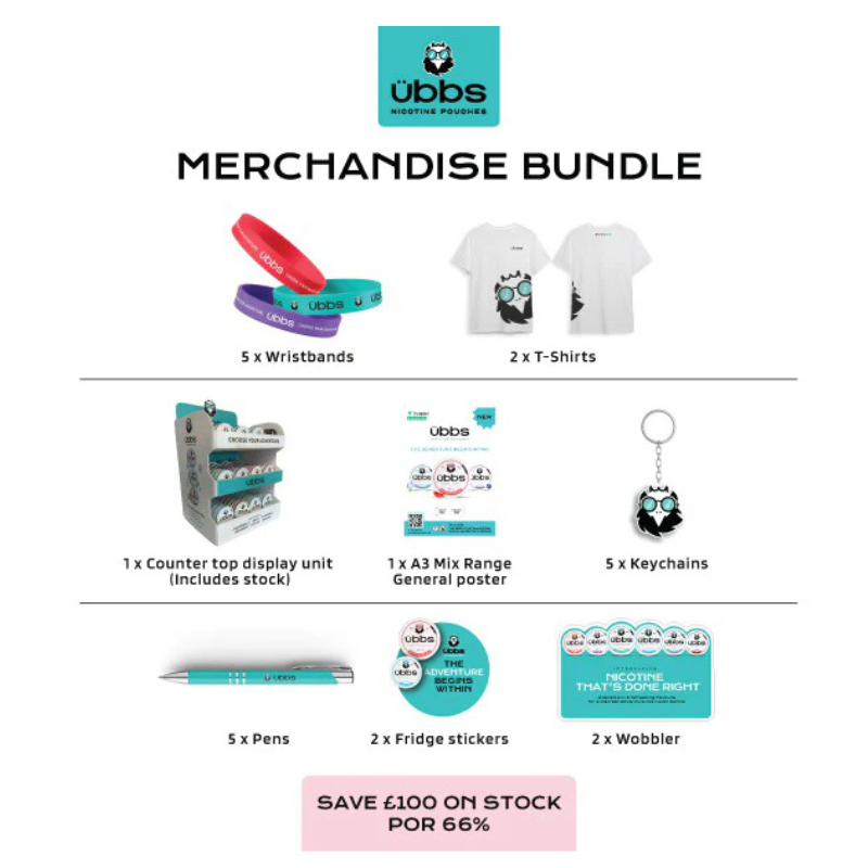 6mg 11mg 14mg Ubbs Nicotine Pouches CDU Bundle + 120 Units Set