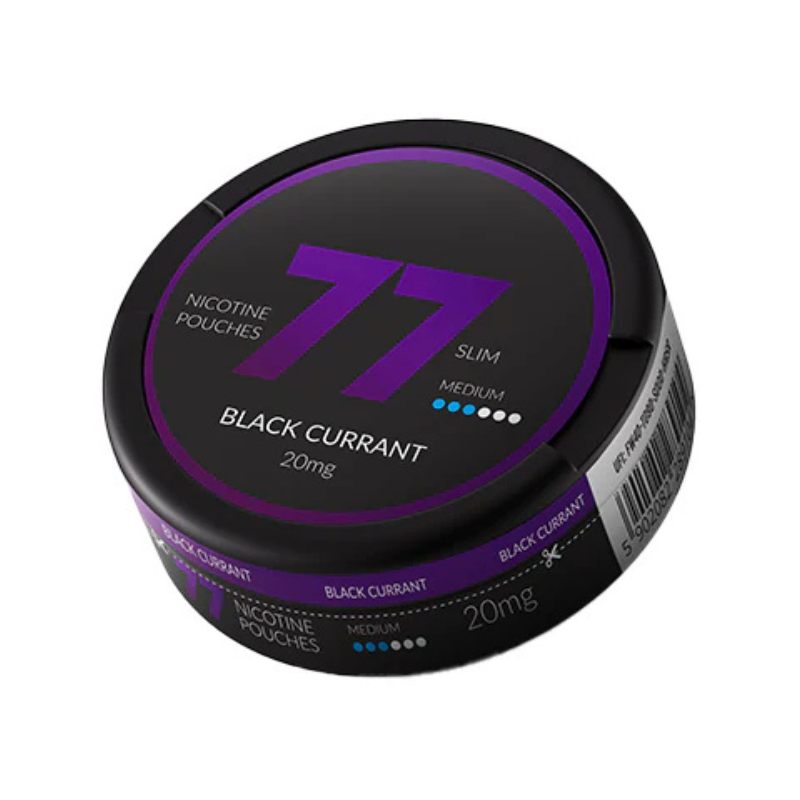 Blackcurrant 77 Slim Nicotine Snus Pouches 20mg - 20 Pouches