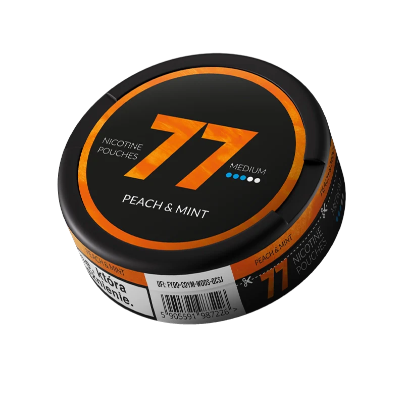 Peach & Mint 77 Slim Nicotine Snus Pouches 20mg - 20 Pouches
