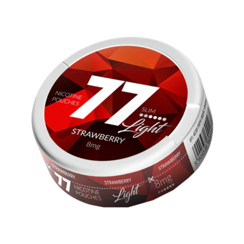 Strawberry 77 Slim Nicotine Snus Pouches 8mg - 20 Pouches