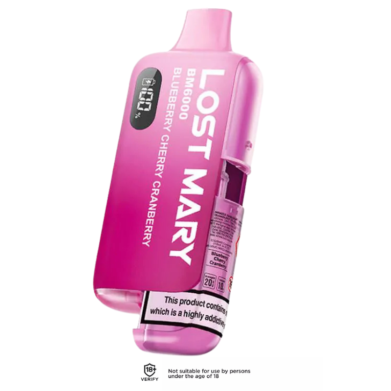 Blueberry Cherry Cranberry Lost Mary BM6000 Refillable Vape Kit