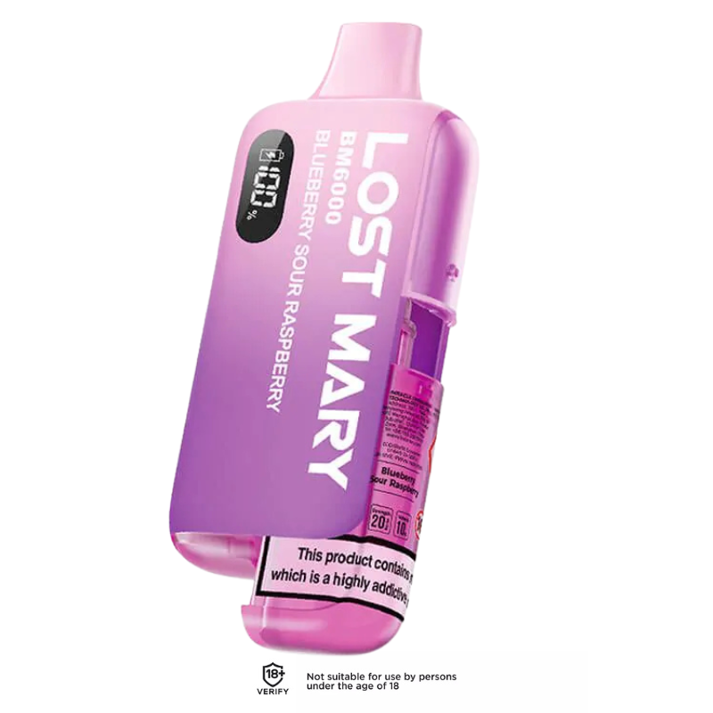 Blueberry Sour Raspberry Lost Mary BM6000 Refillable Vape Kit