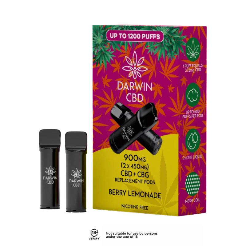 Berry Lemonade 900mg Darwin CBD Prefilled Pods 1200 Puffs - 2 Pack