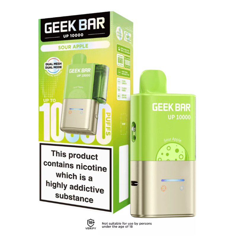 Sour Apple Geek Bar UP 10K Prefilled Pod Vape Kit 20mg