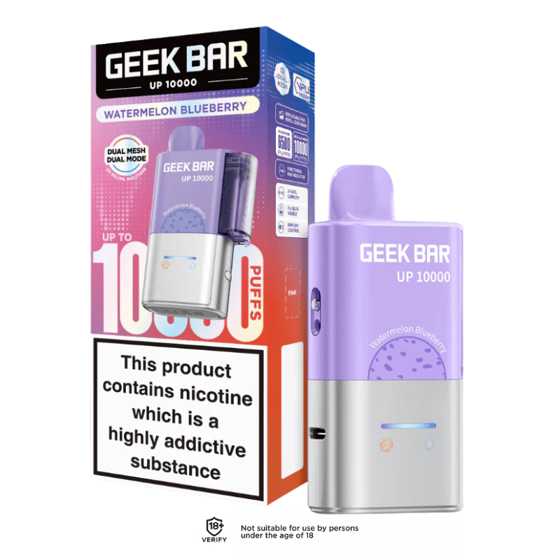 Watermelon Blueberry Geek Bar UP 10K Prefilled Pod Vape Kit 20mg