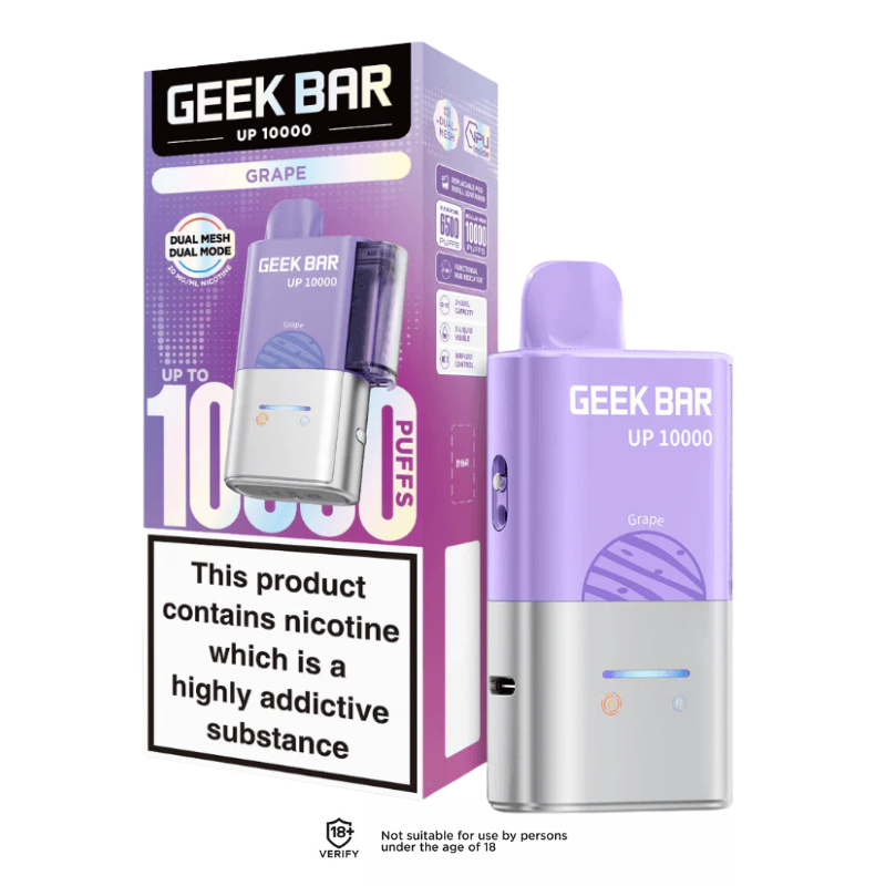 Grape Geek Bar UP 10K Prefilled Pod Vape Kit 20mg