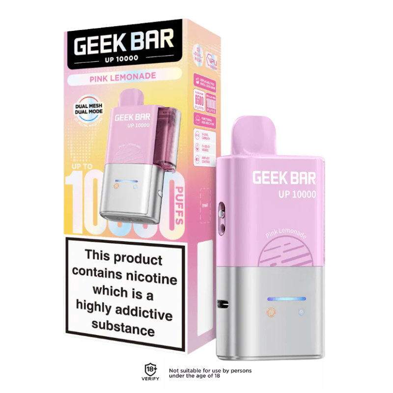 Pink Lemonade Geek Bar UP 10K Prefilled Pod Vape Kit 20mg